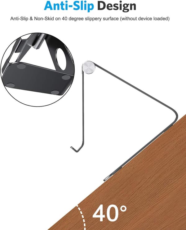 Justerbar tabletstander i aluminiumlegering til iPad Pro Air Mini iPhone Samsung Tab, stabil foldbar, sort