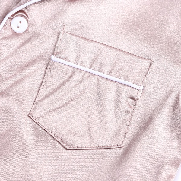 Satin Pyjamas Set i Siden, Kortärmad, Barnkläder för Sovkläder aprikos apricot 100