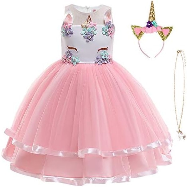 Unicorn Dress for Kids Sleeveless Birthday Party Dress 100cm for 2-3 Years 100 cm för 2–3 år bule