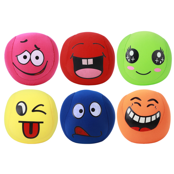 6 st barn elastisk tecknad jonglering sandbollar dagis djur leende ansikte leksaker