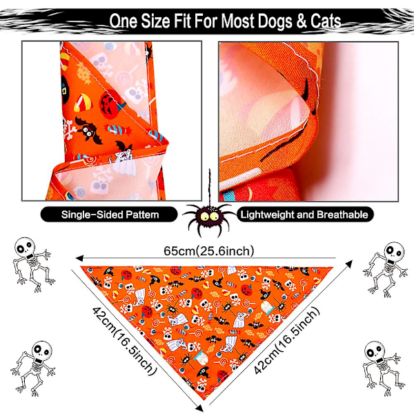 Halloween-tilbehør for hunder | Halloween-katt liten bandana | Bandana hund Happy Halloween - Hundtilbehør 1