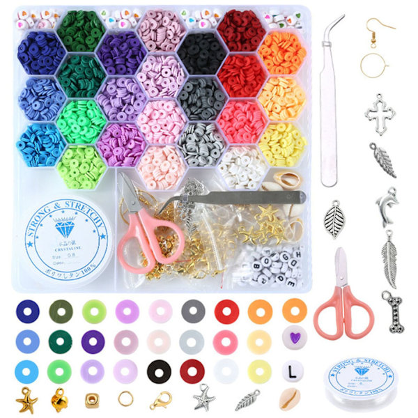 Gjør-det-selv fargerike perler Sett Håndlagde perlearmbånd lage tilbehør for barnepiker 5205PCS