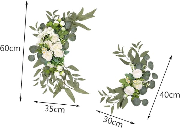 Bröllopsbåge Blommor, 2 st Pion Dekorativa Blomstergirlander, Konstgjorda Gröna Blad Silkesblommor för Bröllop, Båge, Båge, Bröllop