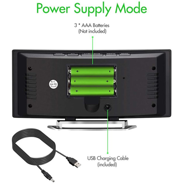 Digital Klocka Stor Display Multifunktionell LED Elektrisk Väckarklocka Spegelyta För Hem Sovrum Green