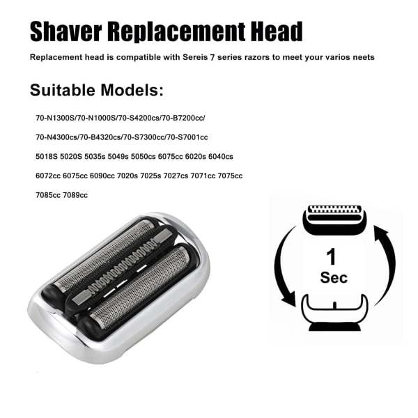 Ersättningshuvud för Braun Series 7 360, 7020s, 7025s, 7027cs, 7071cc, 7075cc och 7085cc