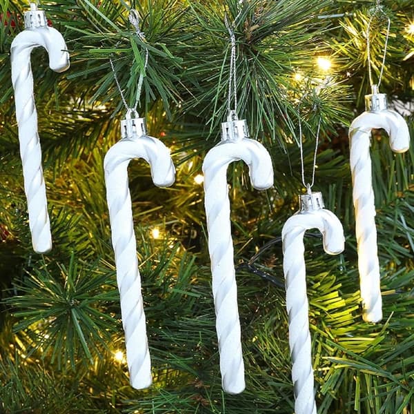 Juletrepynt i form av polkagriser (6-pakning) - Festlig julepynt Sølv Silver 42