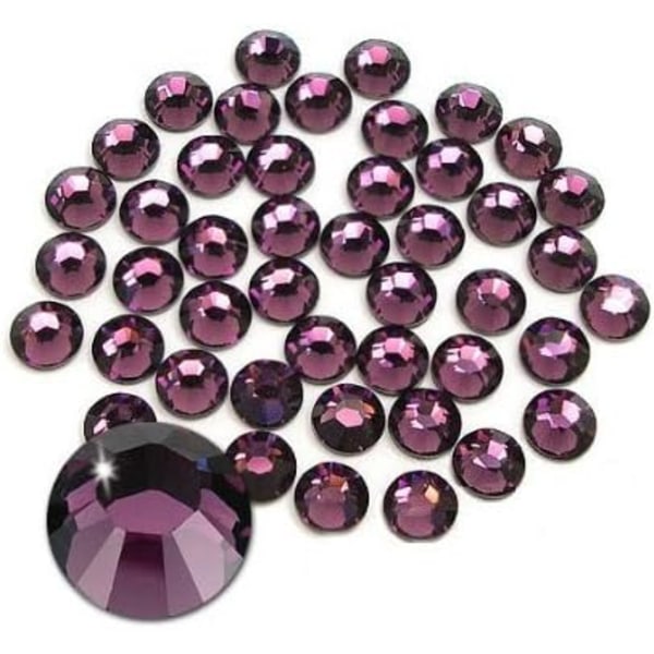576 stk. limfikserede flade strassglasdiamantperler til neglekunst, håndværk og dekorationer af tøj og sko, ametyst Amethyst 576pcs