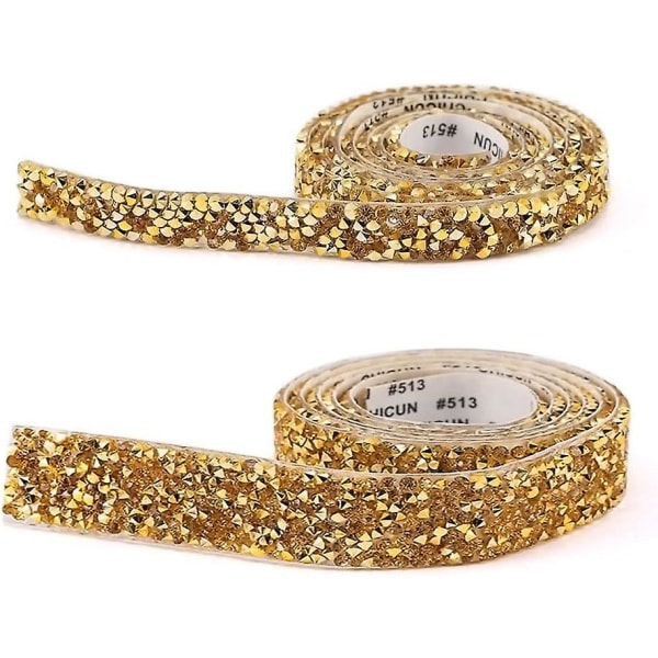 Kristall strassband, 2 rullar självhäftande harts strassband Diamantdekal Sparkling Strip Bling strassband, för bröllop, födelsedag