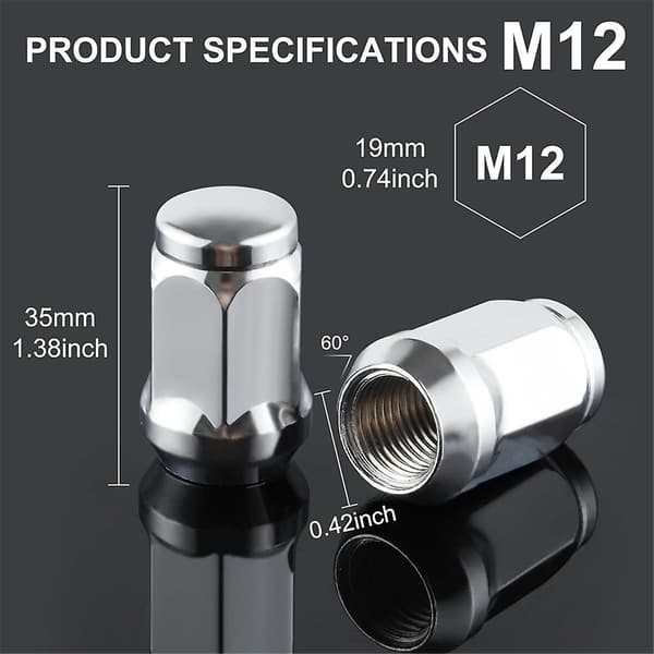 M12x1.5 hjulmuttere, endelte bulkede AcornChrome boltmuttere