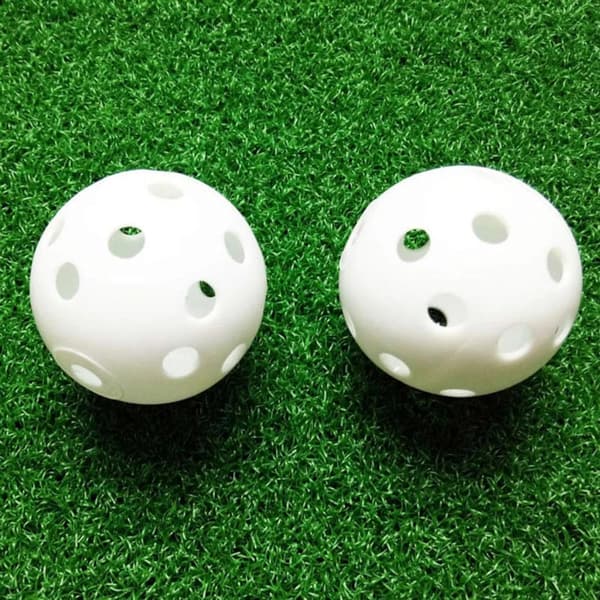 Träningsgolfbollar 25-pack Plast Luftflöde Ihåliga Bollar för Svingträning och Driving Range Inomhus Utomhus Vit