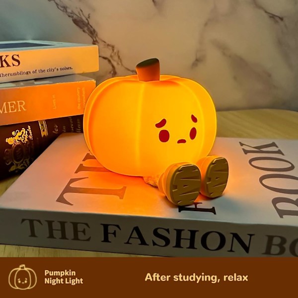 Nattlampe gresskar, Halloween nattlampe, silikon fidget leketøy, gresskardekorasjon for kontorpult og hjem for kvinner og barn