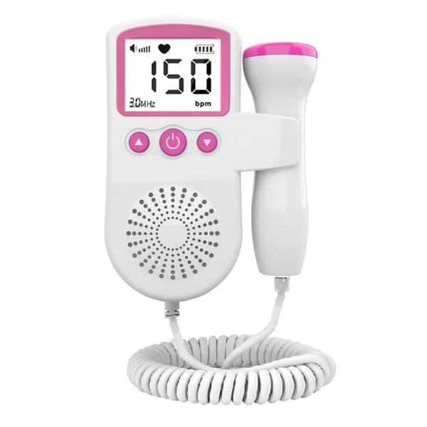 Rosa Hjem Fetal Doppler, Baby Pocket Hjertefrekvens Doppler Hjertemonitor for Graviditet og Test Clear