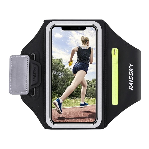 Ny uppgradering Running Sport Armbands-väska för iPhone 15 14 13 12 11 Pro Max 14 Plus XR AirPods Pro 3 Zipper Telefonarmband Black