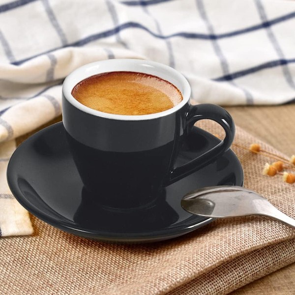 Porselensepressokopp med skål, espressokopp, 80 ml/2,7 oz Black
