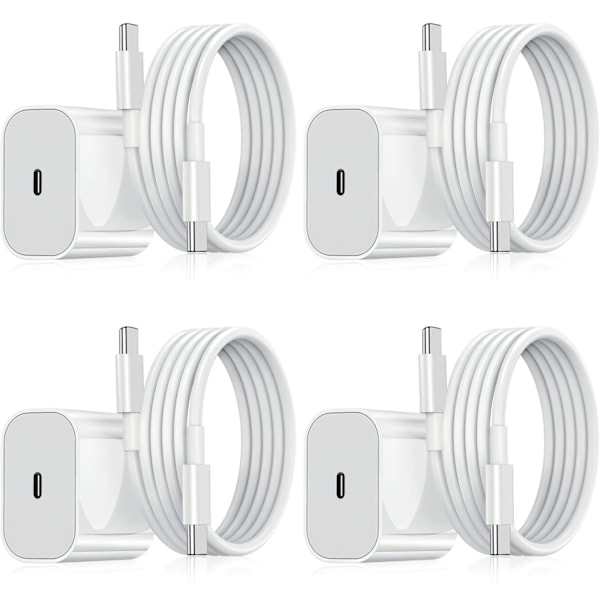 4-pakning - Lader for Samsung - Hurtiglader - Adapter + Kabel 20W Hvit en one size 4-Pack Samsung