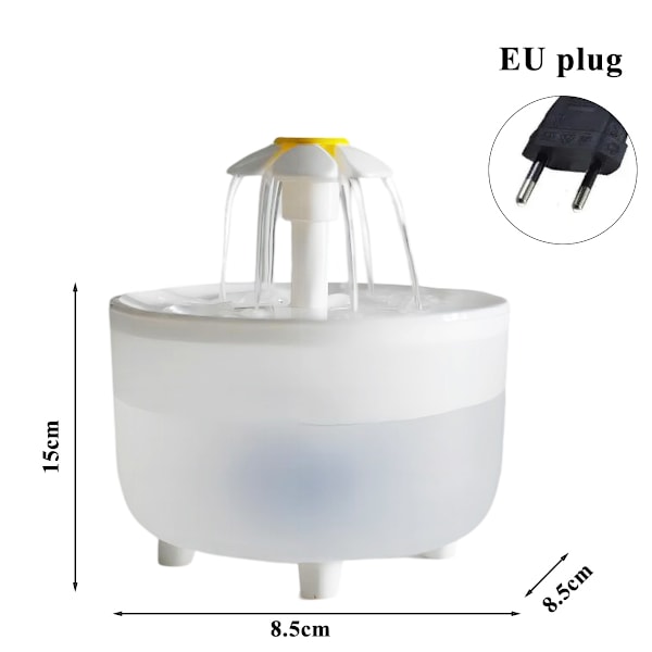 Automatisk cirkulerande vattenfontän för katter, intelligent vattenbehållare för husdjur, rinnande vatten för kattungar Vit frostad kåpa trumpet White frosted cover