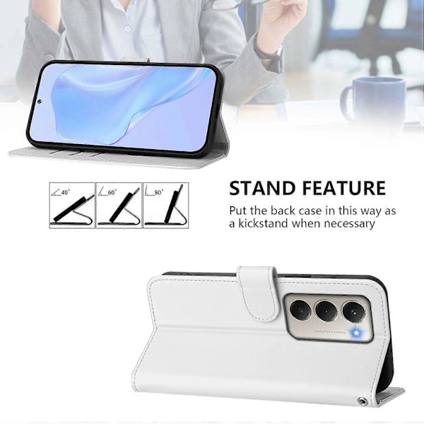 Xiaomi Redmi 15 5G Case - Solid Color Leather Wallet Case with Strap, Stand Function Protective Phone Case White White White