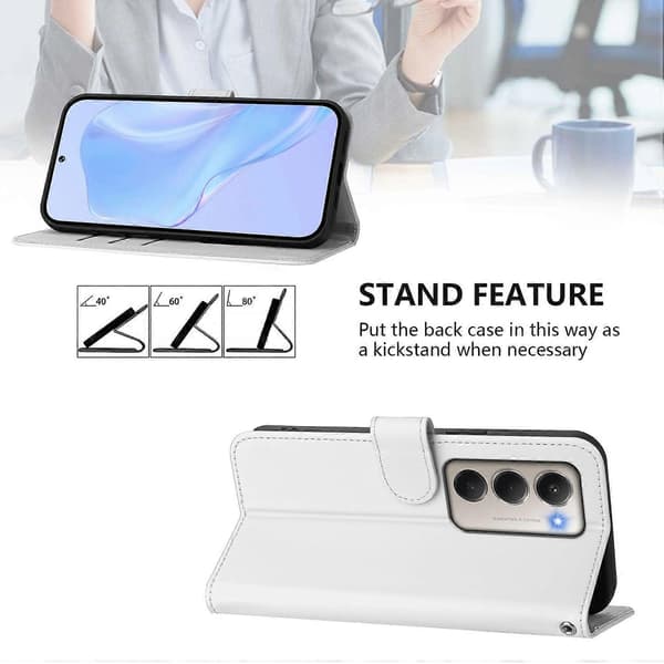 Xiaomi Redmi 15 5G Cover - Solid Color Leather Wallet Case with Strap, Stand Function Protective Phone Case White White White