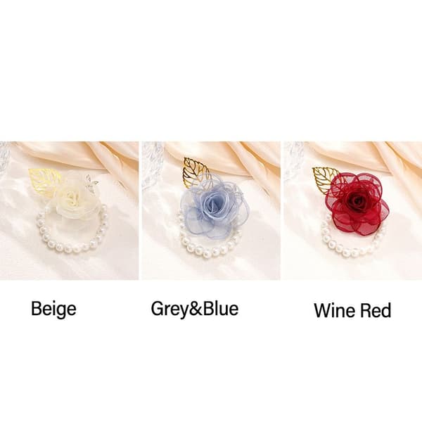 2 ST Brud Handledsblomma Ros Armband VINRÖTT Wine Red