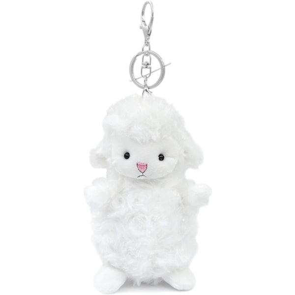 Lam Plysch Nøkkelring Leker for Barn, 5,5 tommer Fylt Saueull Plushie Ryggsekk Veske