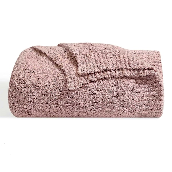 Stickad Filt för Vuxna, Mjuk och Varm Andningsbar Fluffig Höstfilt för Soffa, Säng, Vändbar Mysig och Luddig Stickad Filt för Dirty powder
