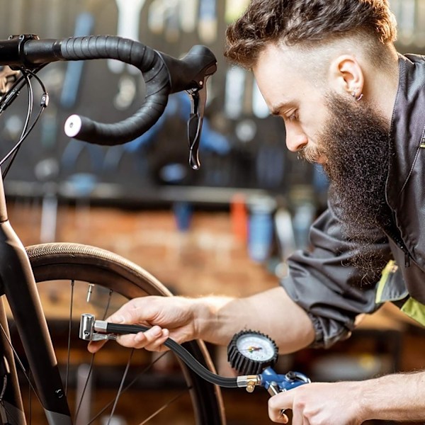 Schraderventilslang för cykelpump, förlängningsslang för däckpump (20 cm), hane till gummislang för däckpump, samt 2 st biladapterventiler