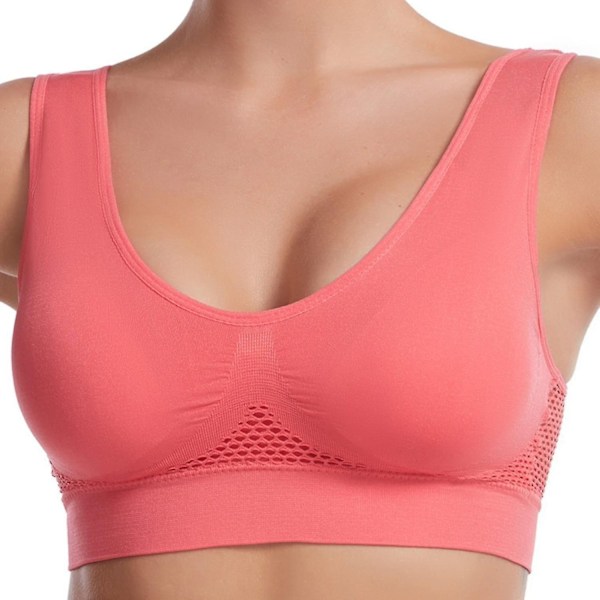 Åndbar Cool Liftup Air BH 2024 Ny Plus Size Åndbar Mesh Hål Undertøj Ingen Spændebånd Høj Pink Pink 4XL