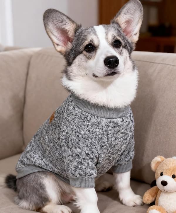 Hundetrøje Sæt med 2 - Grå og Mørkeblå, Varm Fleecetøj til Små og Mellemstore Hunde