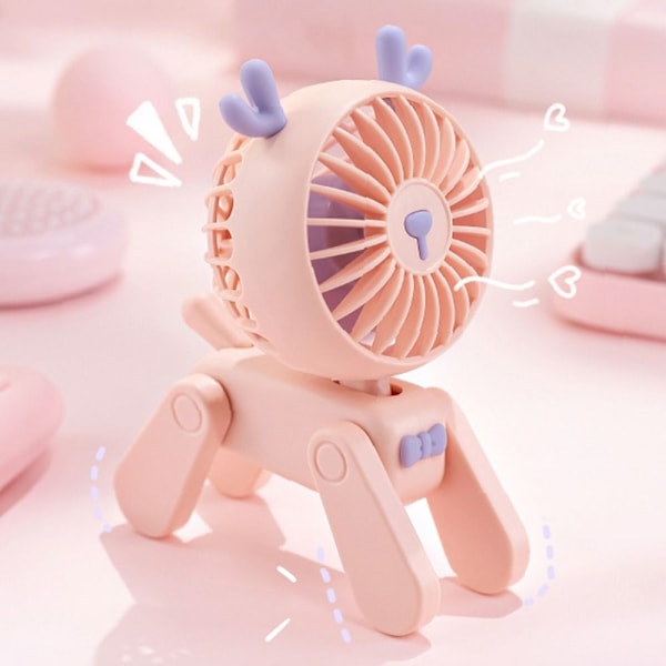 Mini Tecknad Husdjursfläkt USB Elektrisk Fläkt BEIGE RÅDJUR Beige Beige deer-deer