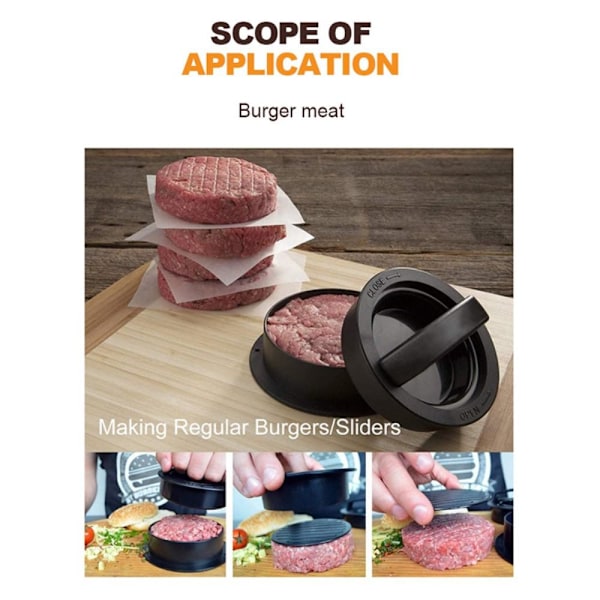 Hamburgerpresse for fylte hamburgere Black Svart