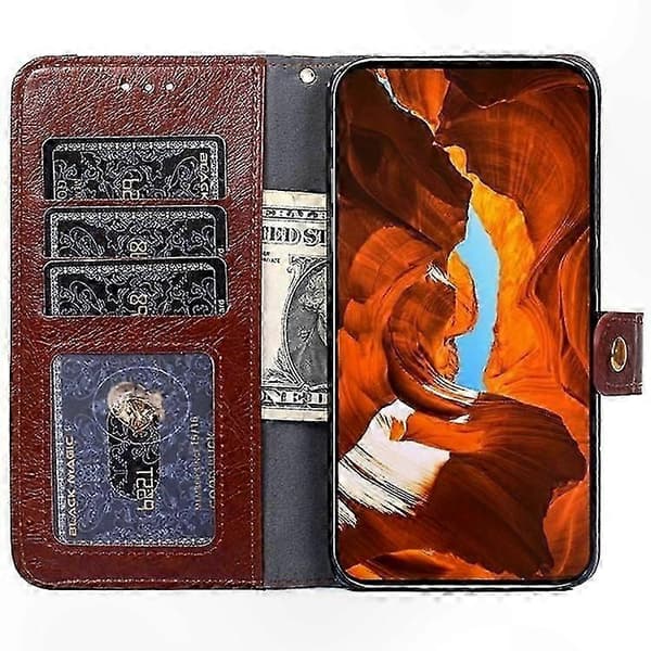 A56 5G Leather Case with Zipper - Protective Smartphone Case Brown