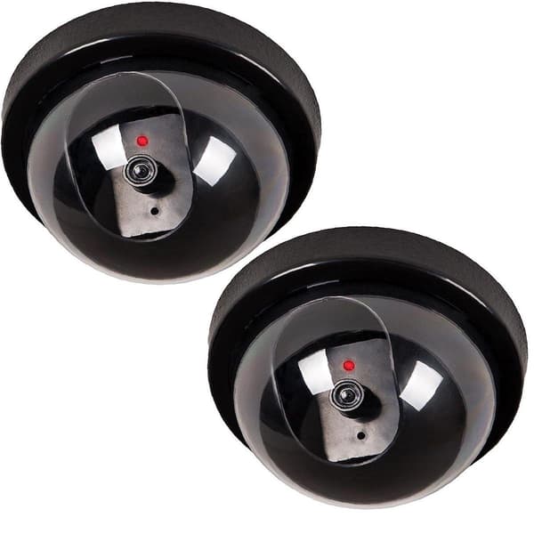 2 premium dummy LED-säkerhetskameror med rörelsesensorer – svarta, batteridrivna, inomhus/utomhus