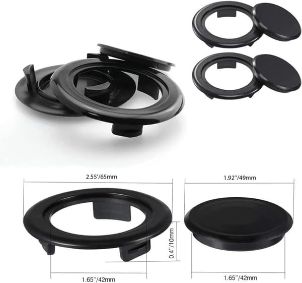 4 Havebord Parasol Hul Ring & Hætte Sæt - Plastik Prop Dækken, Reservedele - Sort - 65*10 mm