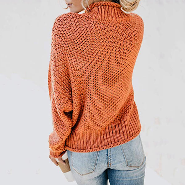 Høst- og vintergenser for kvinner, europeisk og amerikansk stil, tykk linje, høy krage, genser Aprikosfarge S Apricot color