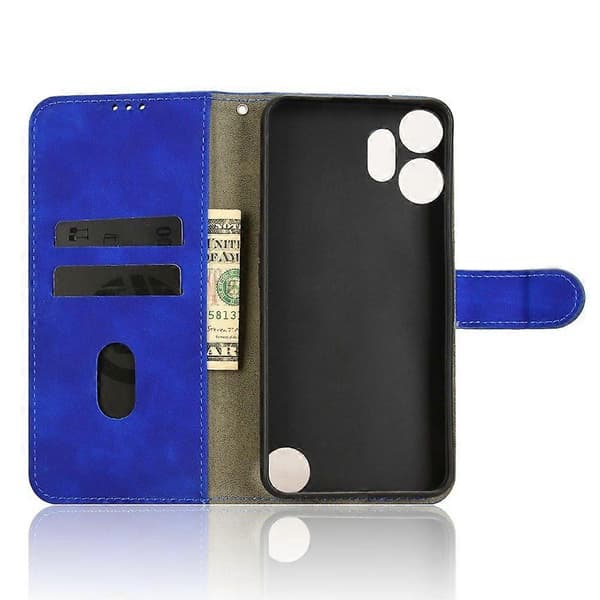 För Nothing CMF Phone 2 Pro Läderfodral Hudkänsla Anti-Fall Plånboksfodral [BR]_jar Blue