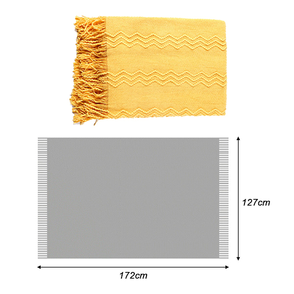 Kastfilt för soffa, texturerad stickad terrakotta rostfilt med fransar, mysig vävd lantlig filt för soffa, säng, stol, vågmönster, höstdekoration yellow