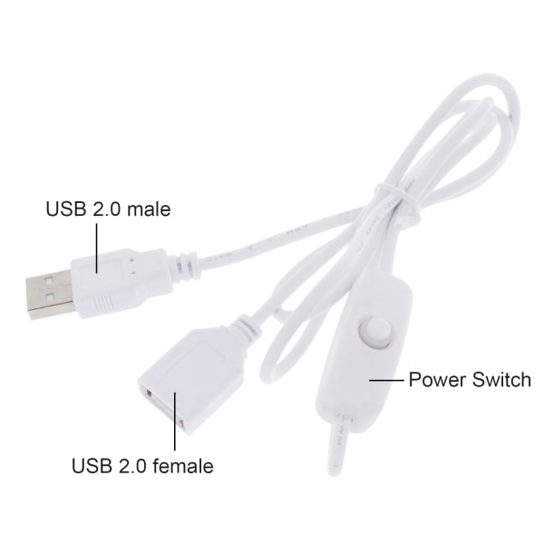 USB-forlængerkabel med ON/Off-kontakt USB han til hun-kabel til LED-bordlampe USB-blæser LED-strimler