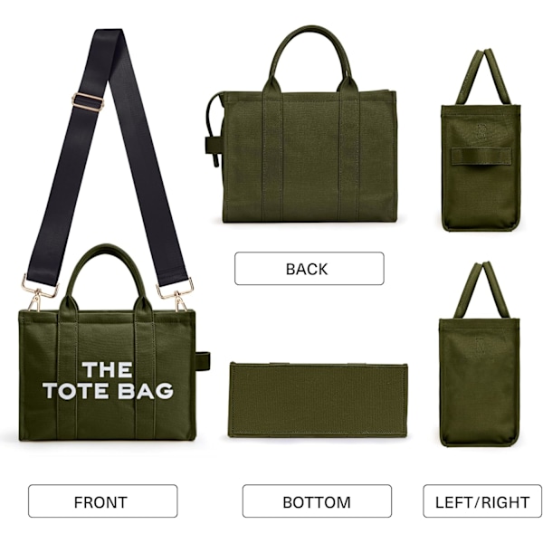 Tote Bag Dam Canvas Tote Vesker Tykke Canvas Crossbody Skuldervesker Med Glidelås Og Skulderrem For Arbeid Skole Reiser Shopping