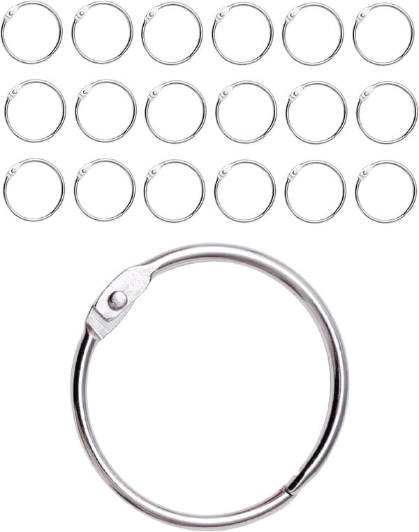 20 duschdraperiringar med metallkrok, 50 mm öppningsbara