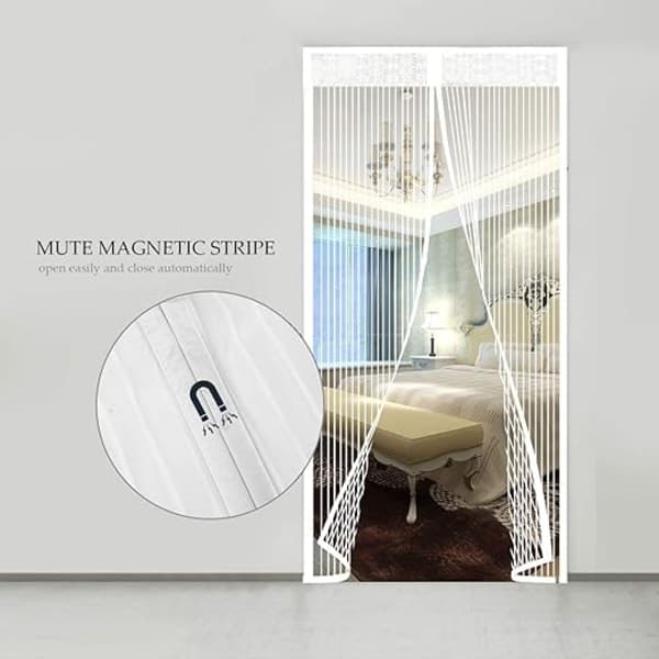(85x200 cm, vit) Magnetisk myggnät automatisk stängningsdörr C
