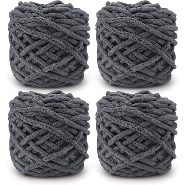 Garn 4x Garn til hækling, Blødt tykt garn til garnprojekter_jarx dark gray