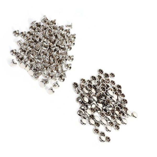 100 set 8 x 8 mm Hatt Nit Metall Läder Hantverksreparationer Dubbar Spik Dekoration (silver)