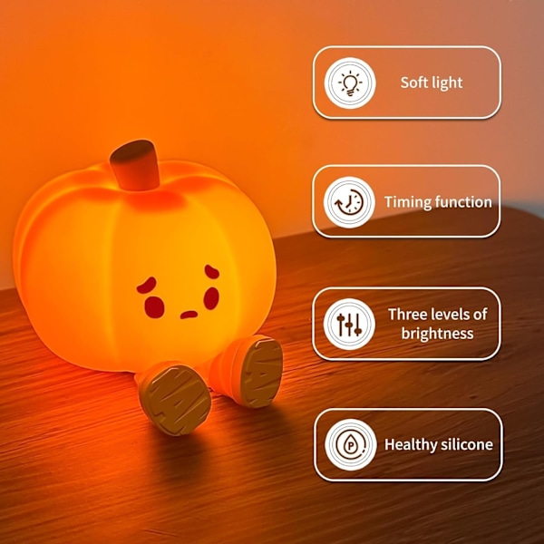 Nattlampa pumpa, Halloween nattlampa, silikon fidget leksak, pumpa dekoration för kontorsbord och hem för kvinnor och barn