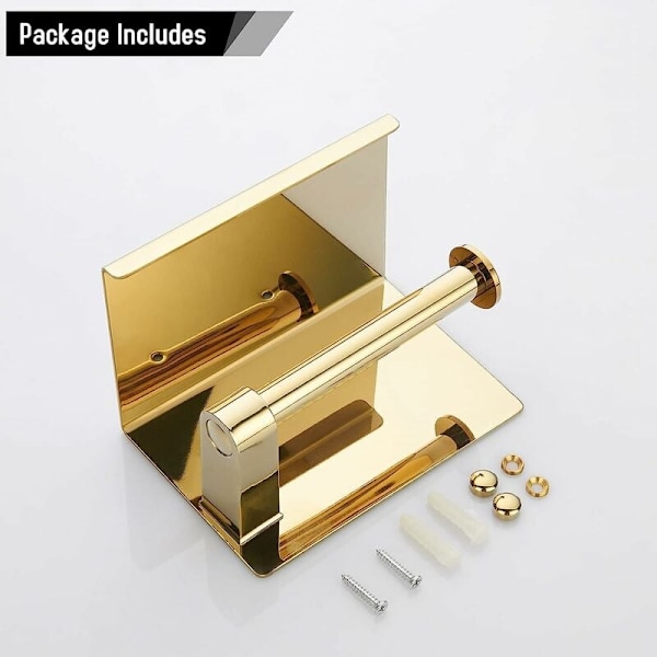 304 T55 Toiletpapirholder i rustfrit stål, børstet guld, rustfrit stål, toiletpapirholder med hylde - Perfekt