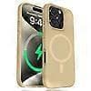 Kompatibelt magnetisk etui til iPhone 16 Pro med mikrofiberforing PC+Flydende silikone telefoncover Espresso