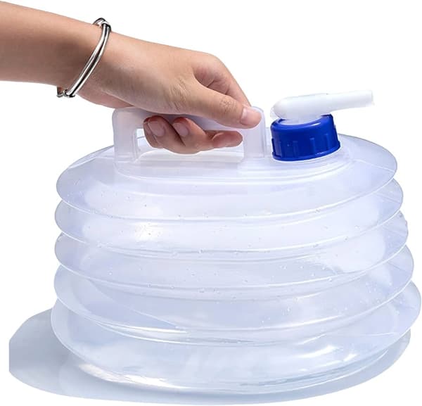 2-pak - 5L Sammenfoldelig vanddunk m. hane - Vandbeholder Transparent_jar Transparent 2-Pack