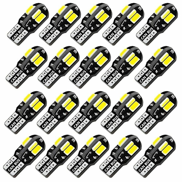 20 stk W5W T10 LED-lampe Canbus 5730 8SMD 12V 6000K 194 168 LED-bil Interiør Kart Dome Lys Parkeringslys Bil Signallys
