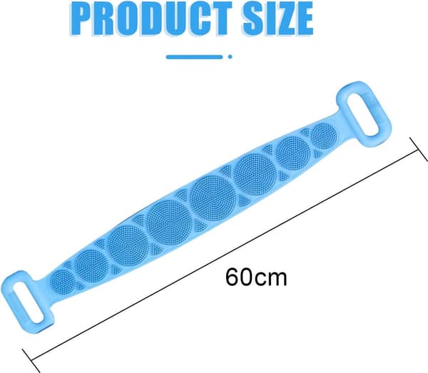 Dusjbørste - Ryggskrubber, Dobbeltsidig Silikon Badebørste - Forlengbar, Eksfolierende - 60 cm - Blå og Rosa