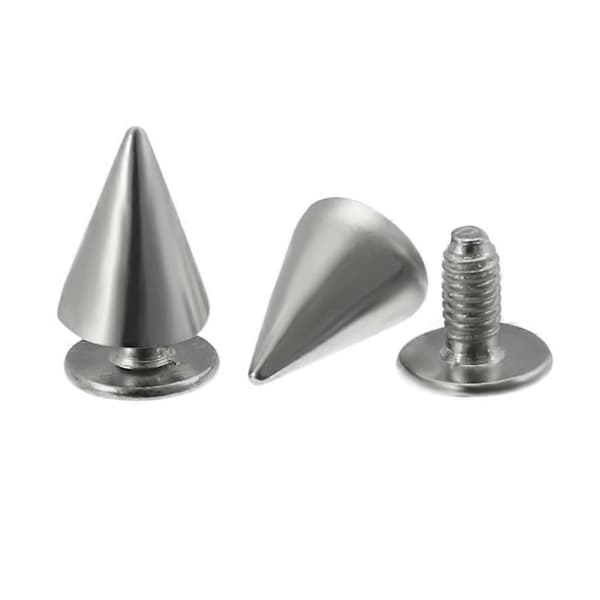 100 st koniska skruvnitdubbar i legering för läderhantverk, väskor, bälten, skor, punkkläder, silver 10 mm