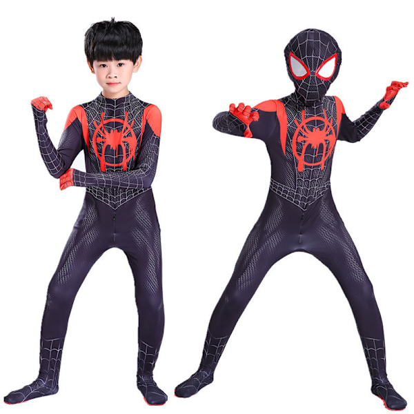 Lasten Miles Morales -asu Spider-Man Cosplay Halloween-setti 110cm musta black 110cm